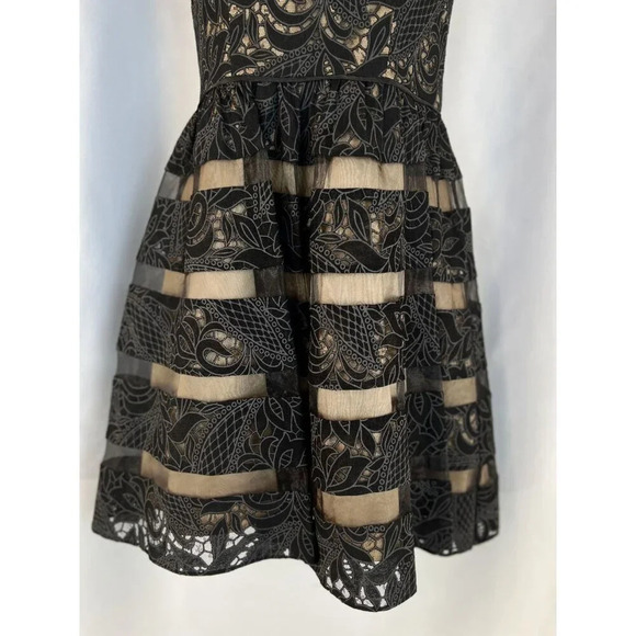 Aidan Mattox Black Beige A-Line Cocktail Dress $458 - Picture 5 of 13